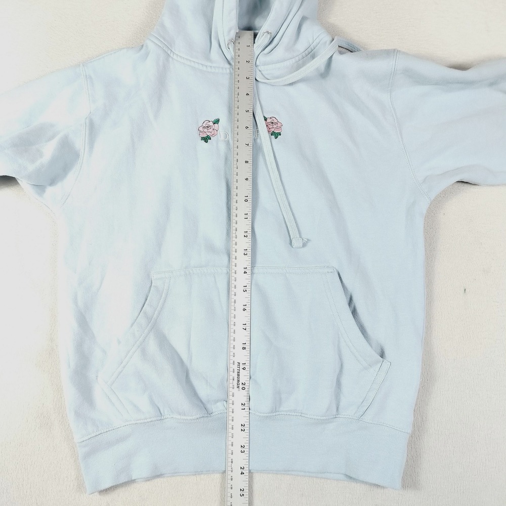 Smart Blanks Hoodie Sweatshirt Mens Small Blue DRIP Rose Graphic Fleece Floral - Picture 6 of 9